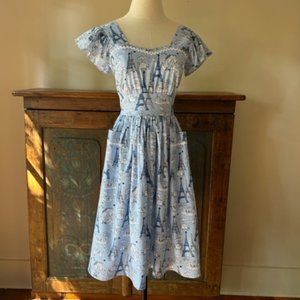 Bernie Dexter Blue Eiffel Tower Print Midi Dress